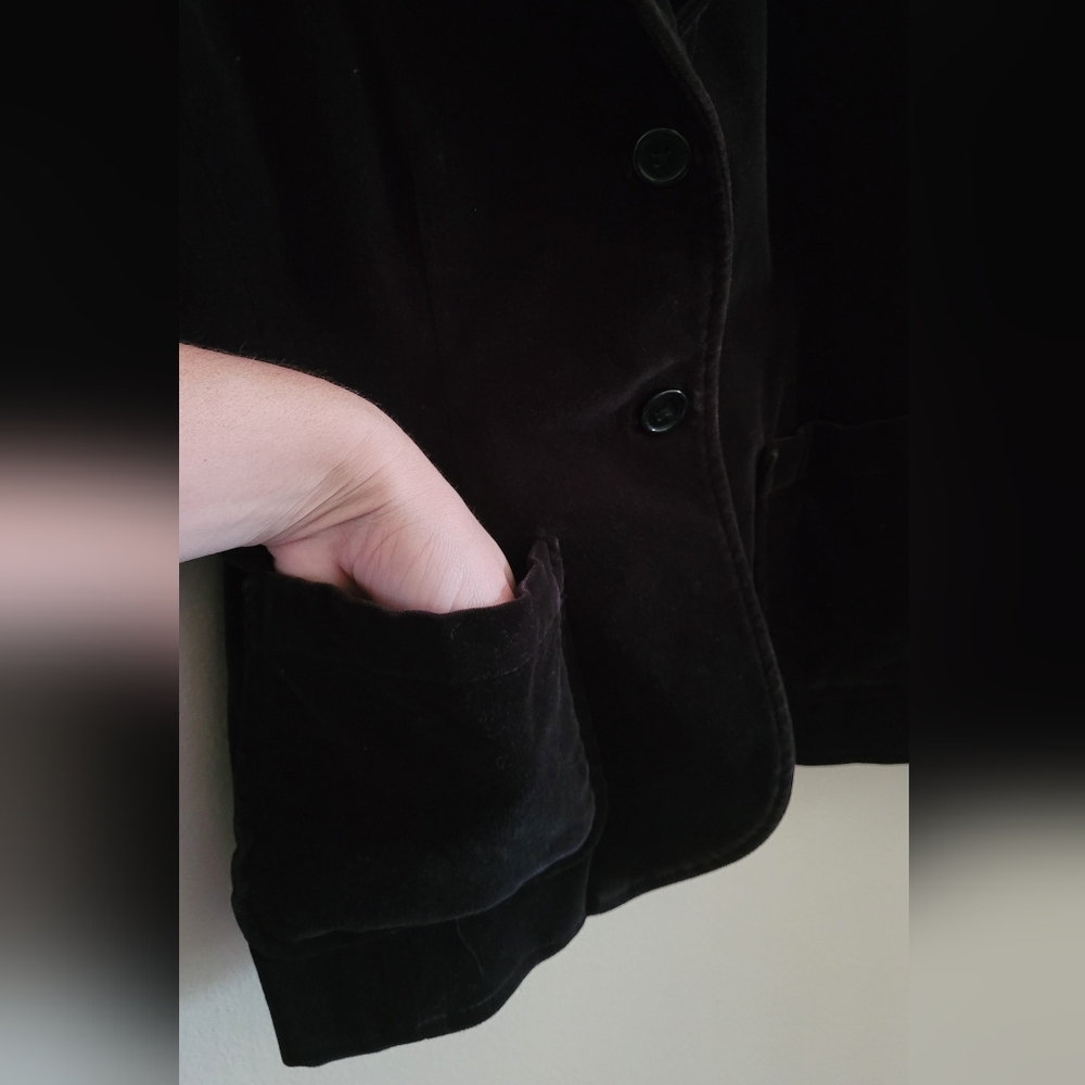 Y2K Gap Crushed Velvet Satin Lined 2 Button Blazer, Women's 6, Black & Purple - Picture 6 of 12